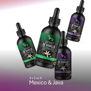 A - Pack of four vanilla extracts: Mexico / JAVA (4 x 50ml)